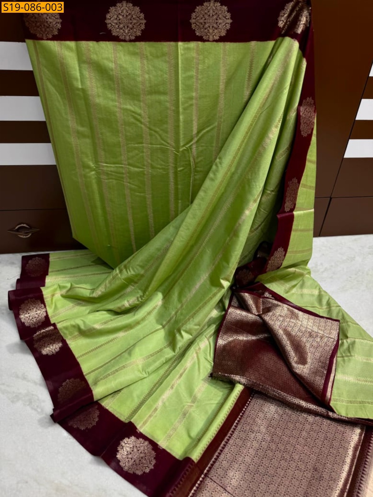 Green Banarasi dupion silk saree