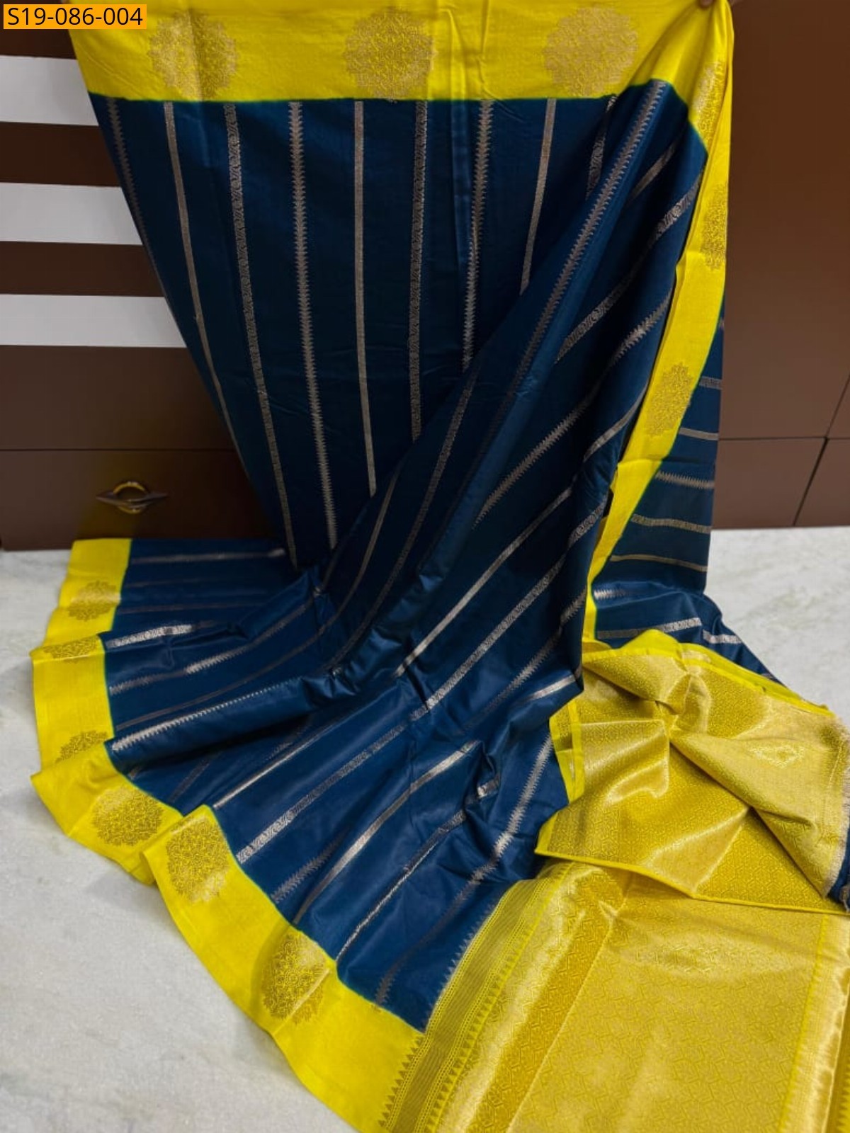Blue Banarasi dupion silk saree