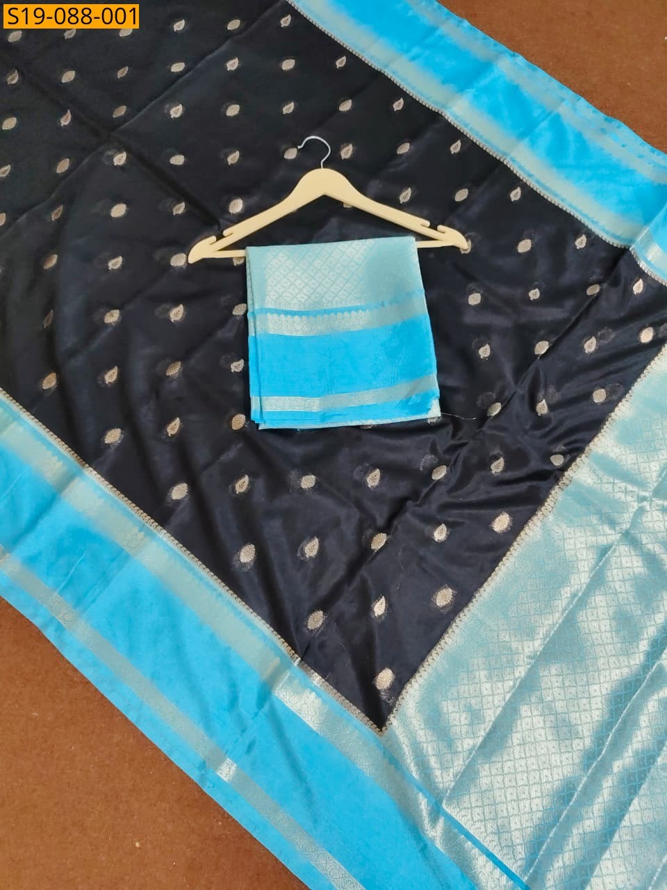 Black Banarasi semi katan silk sarees 