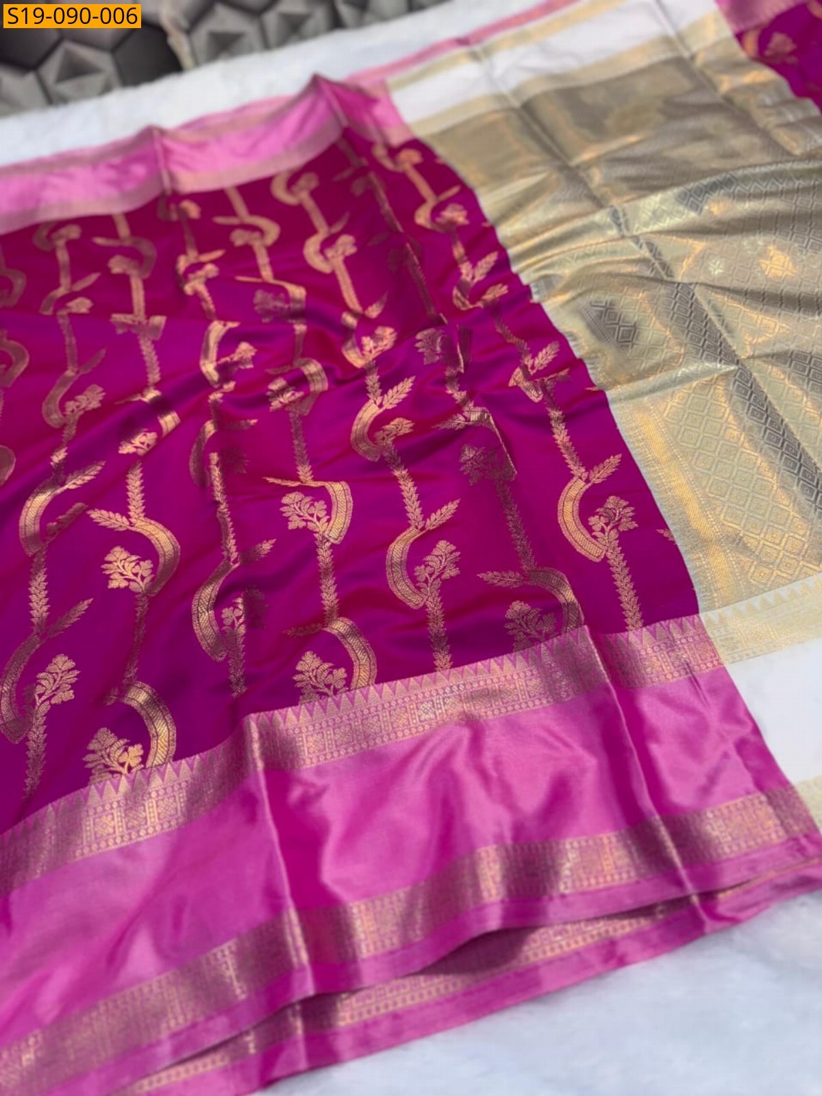 Pink Banarasi semi katan silk sarees