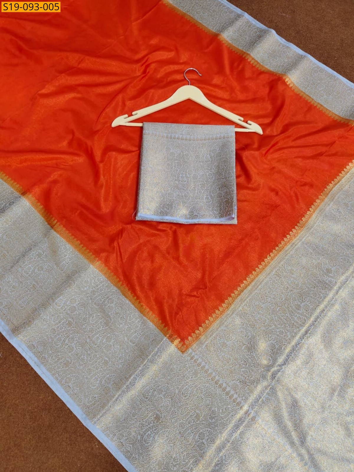 Orange Banarasi  soft silk saree