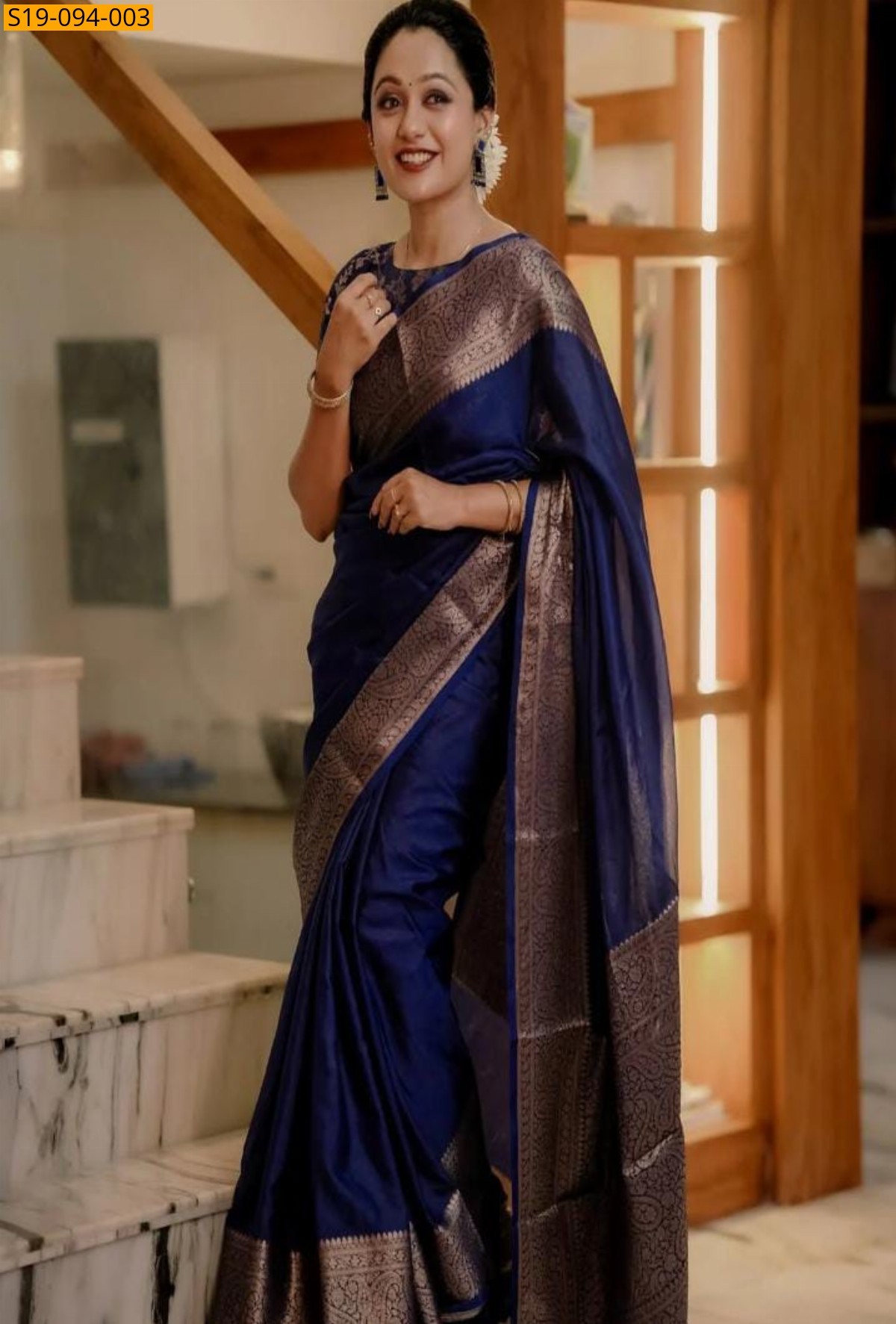 Navy Blue Fancy soft silk sarees