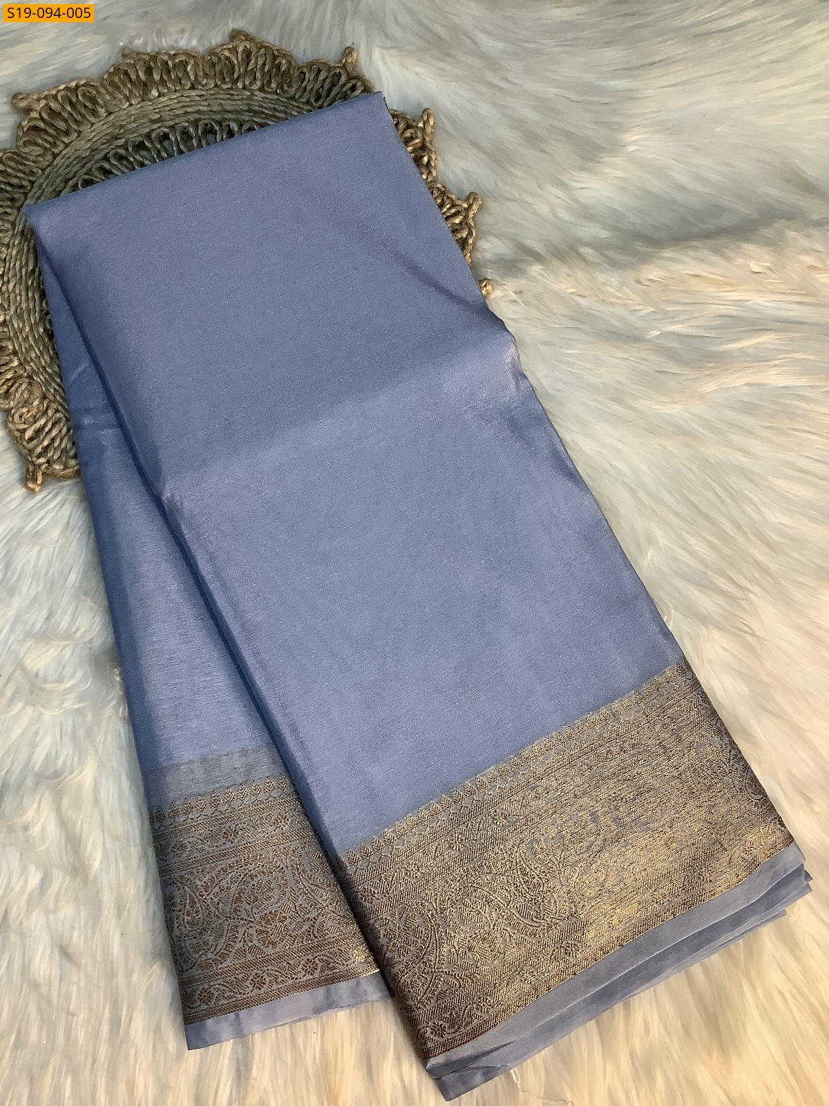 Gray Banarasi fancy soft silk sarees