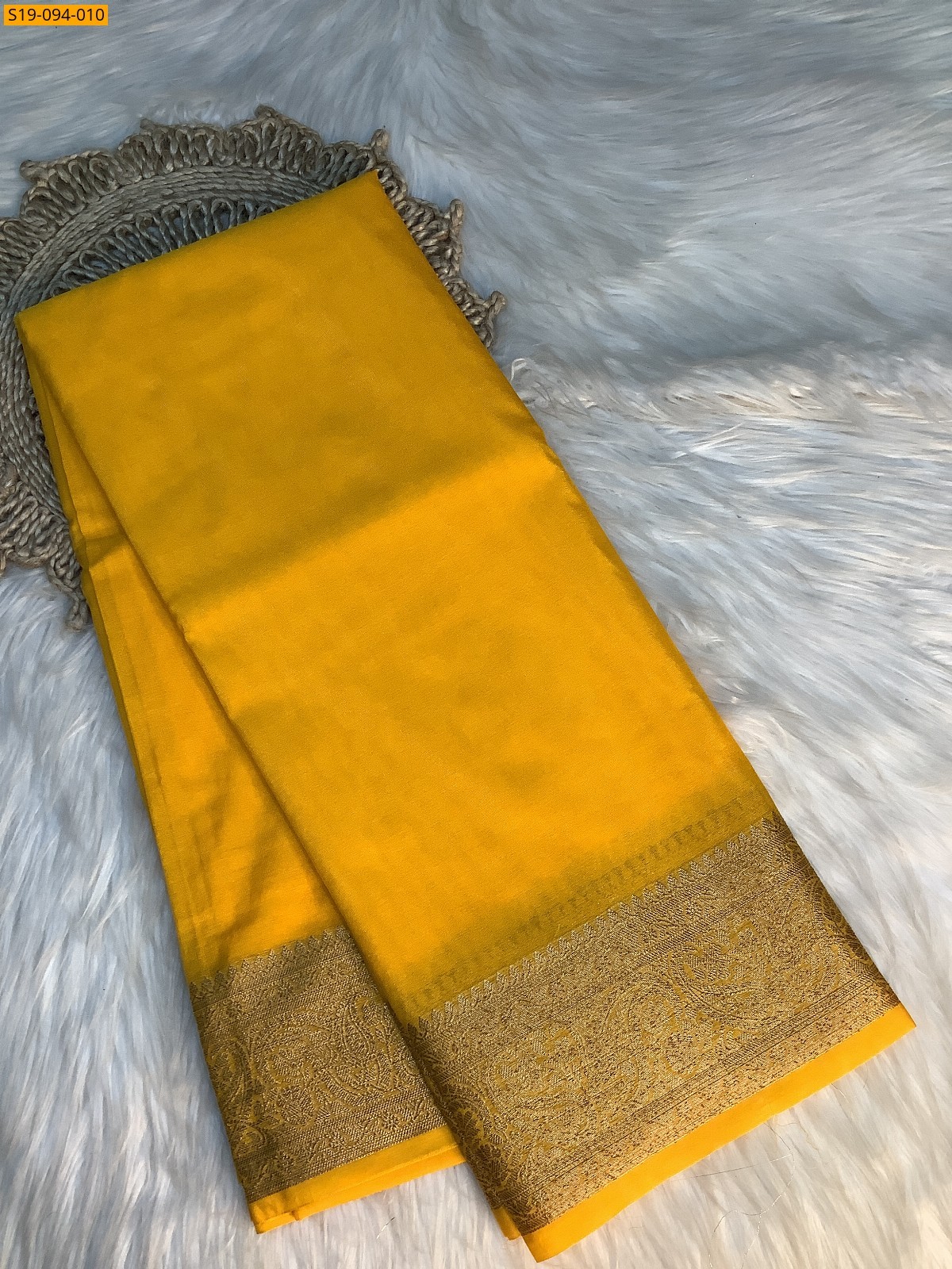 Yellow Banarasi fancy soft silk sarees