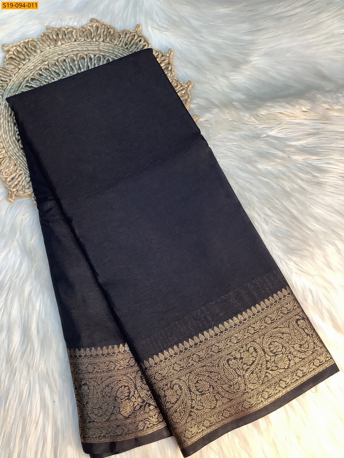 Black Banarasi fancy soft silk sarees