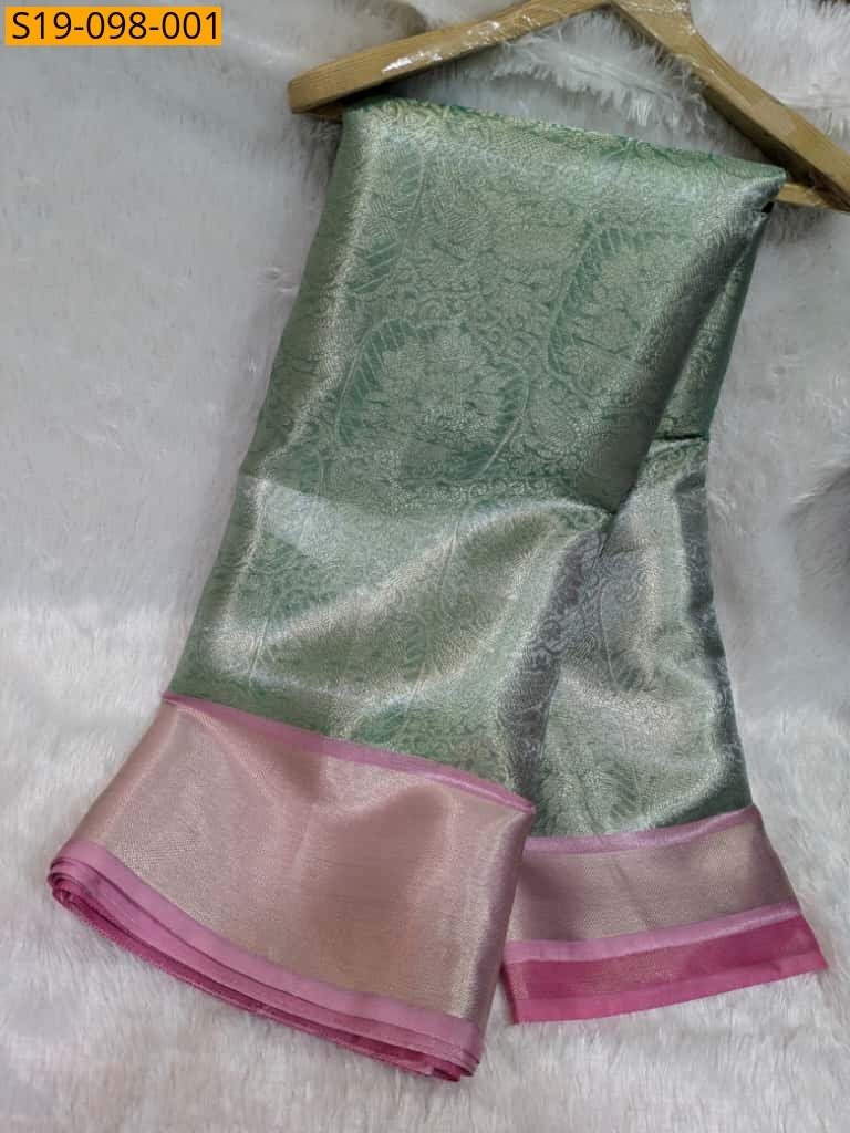 Green Banarasi tissue silk saree
