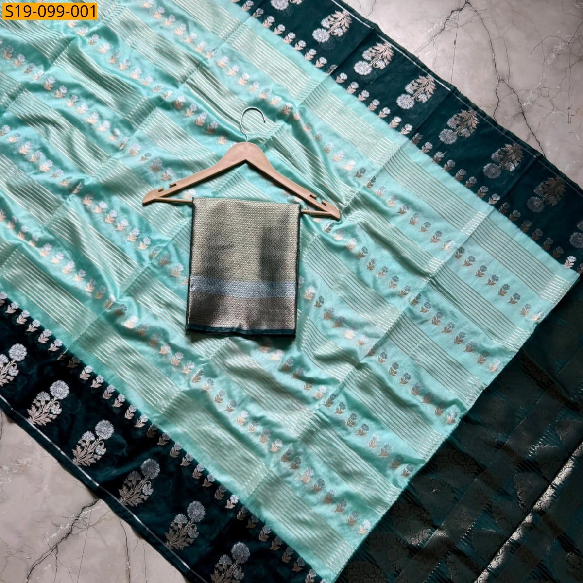 Sky Banarasi warm soft silk saree