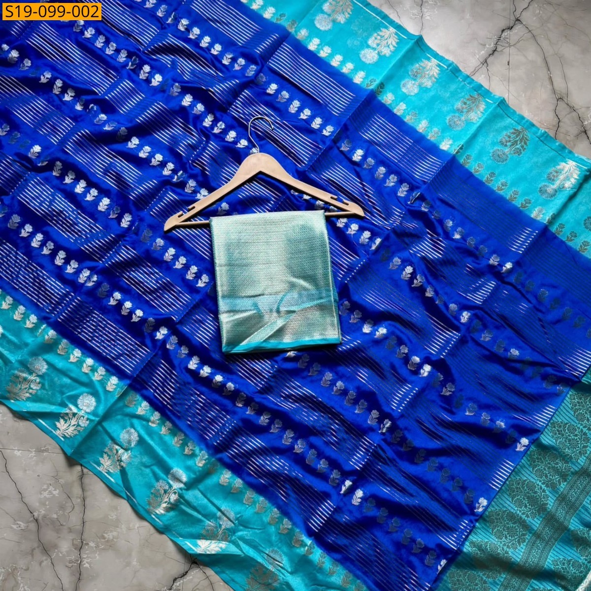 Blue Banarasi warm soft silk saree