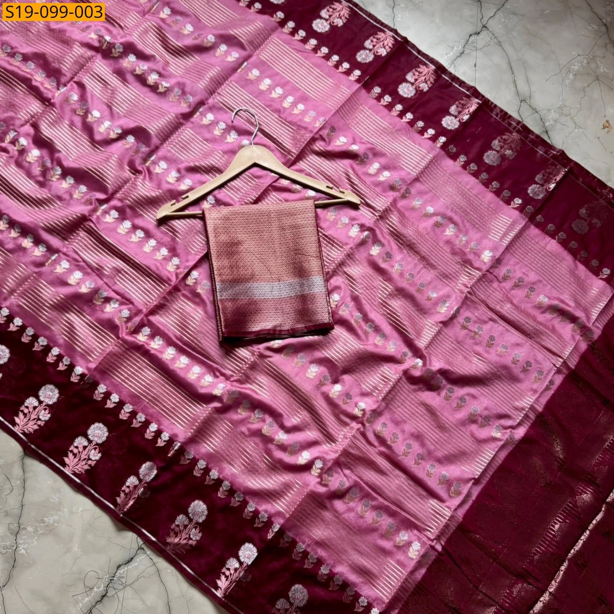 Light Pink Banarasi warm soft silk saree