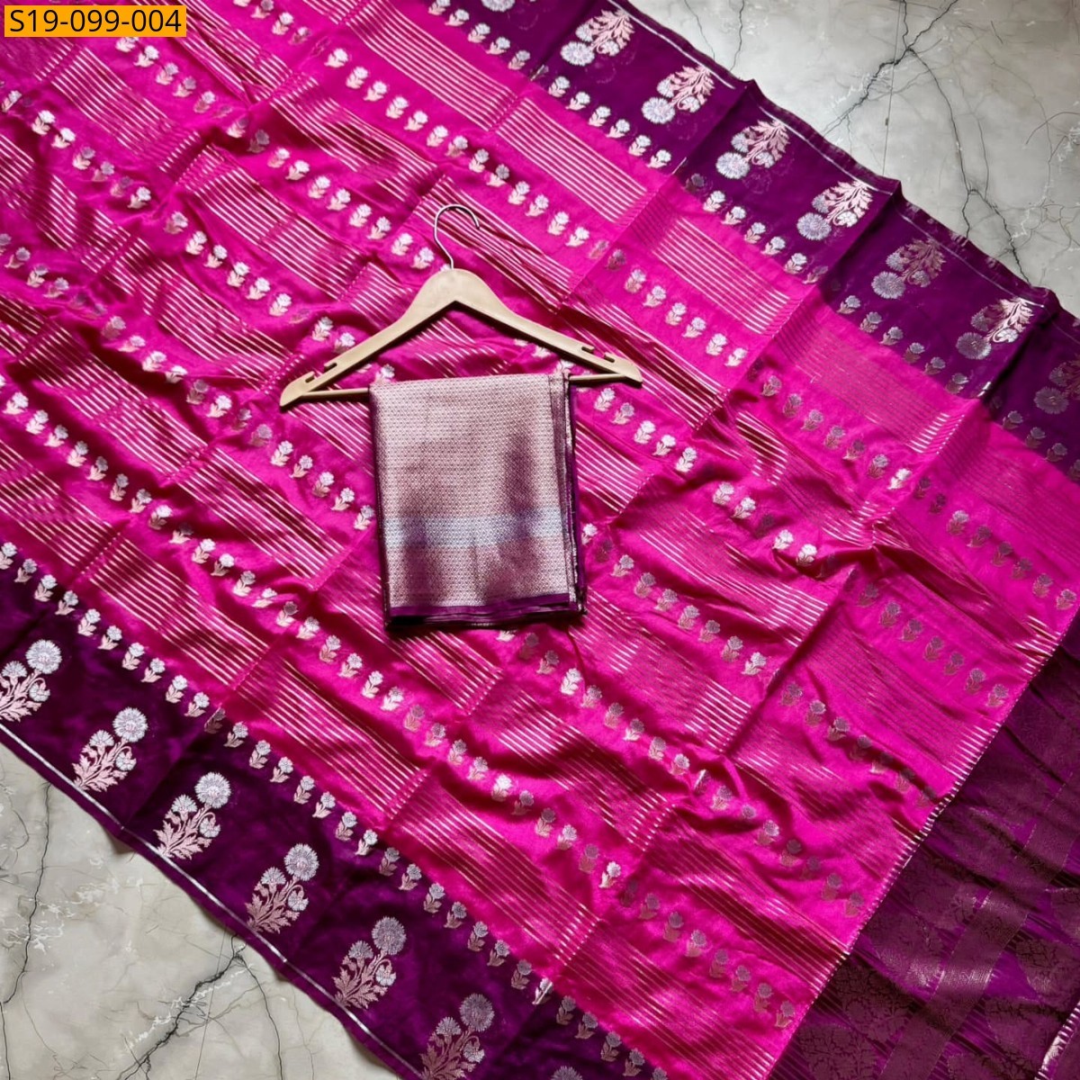 Pink Banarasi warm soft silk saree