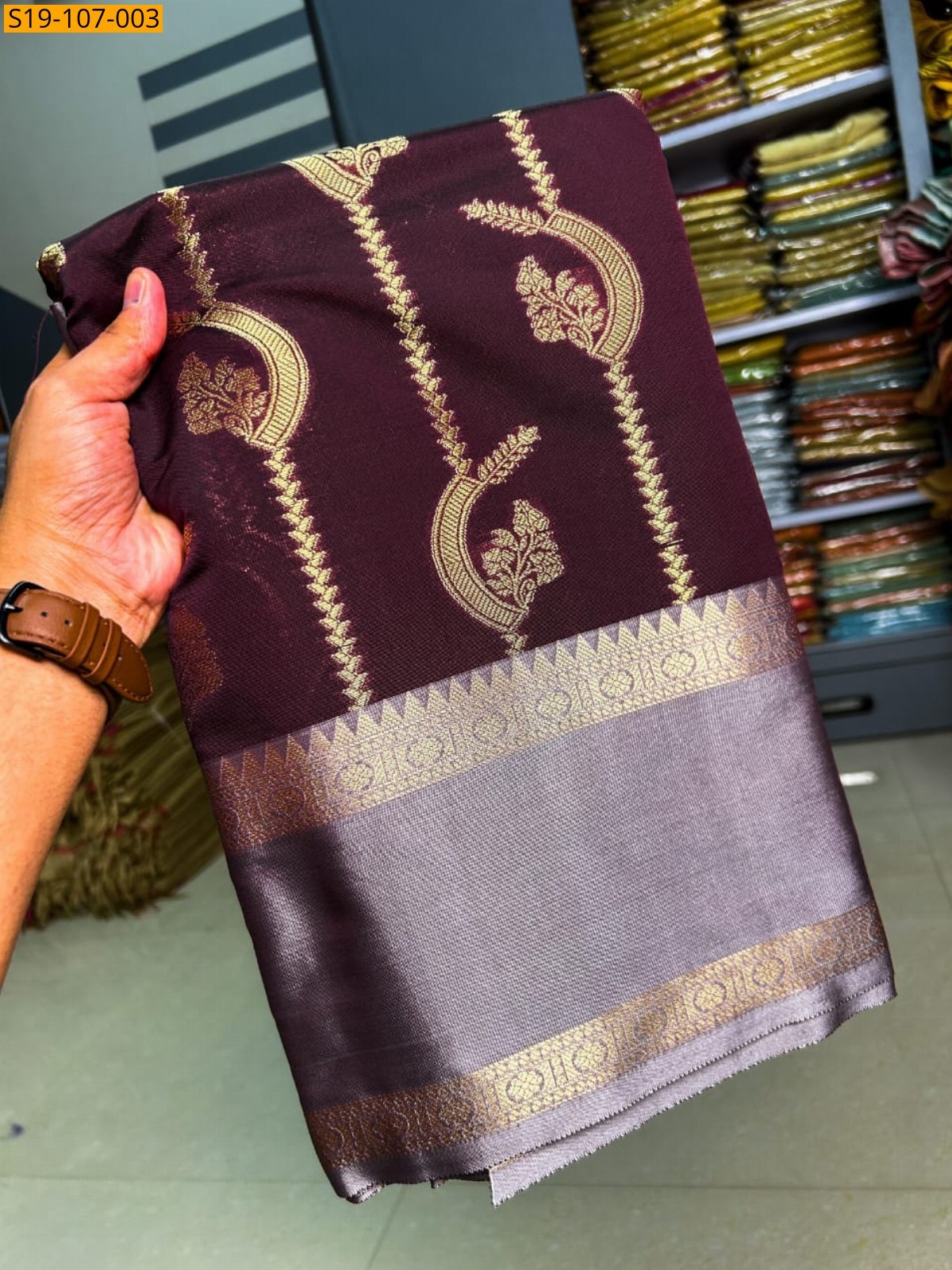 Maroon Fancy semi katan soft silk saree 