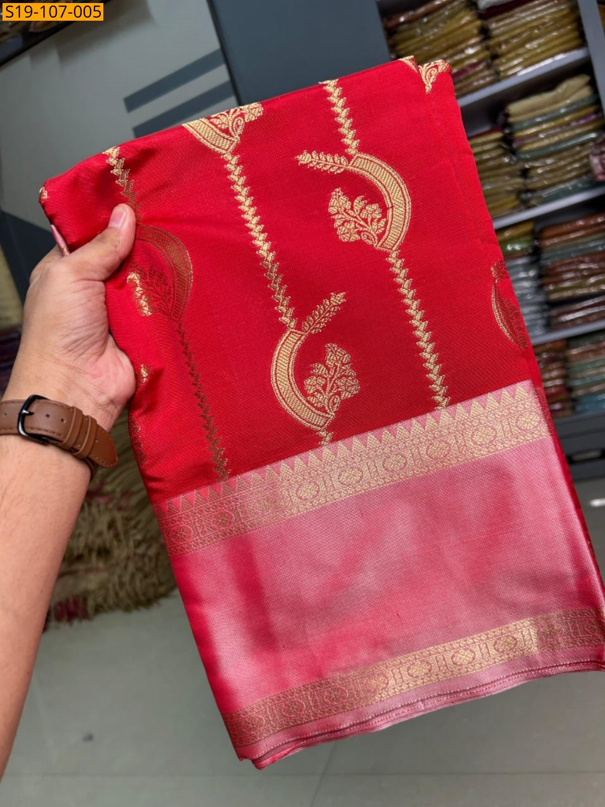 Orange Fancy semi katan soft silk saree 
