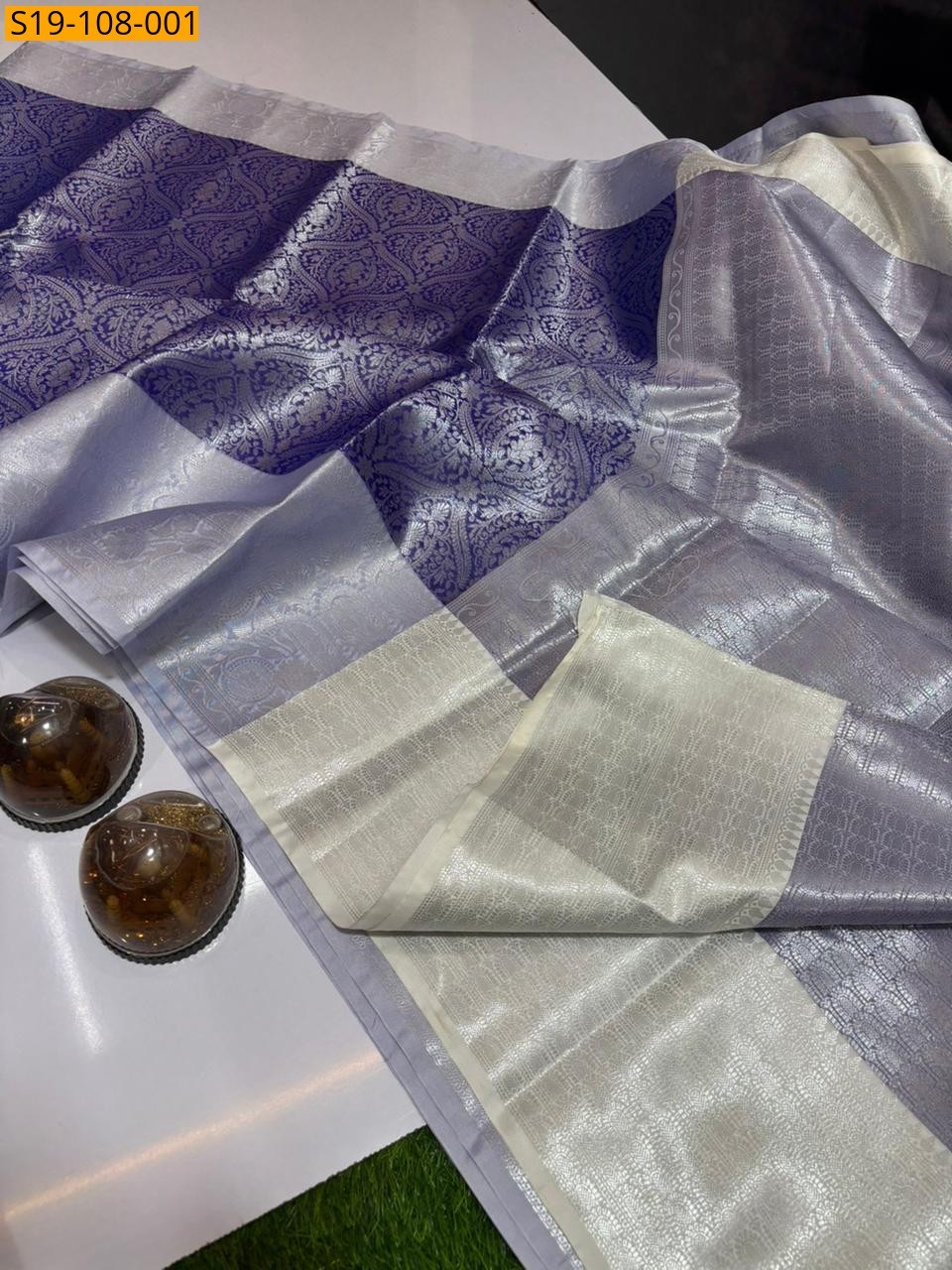 Blue Fancy semi katan soft silk saree