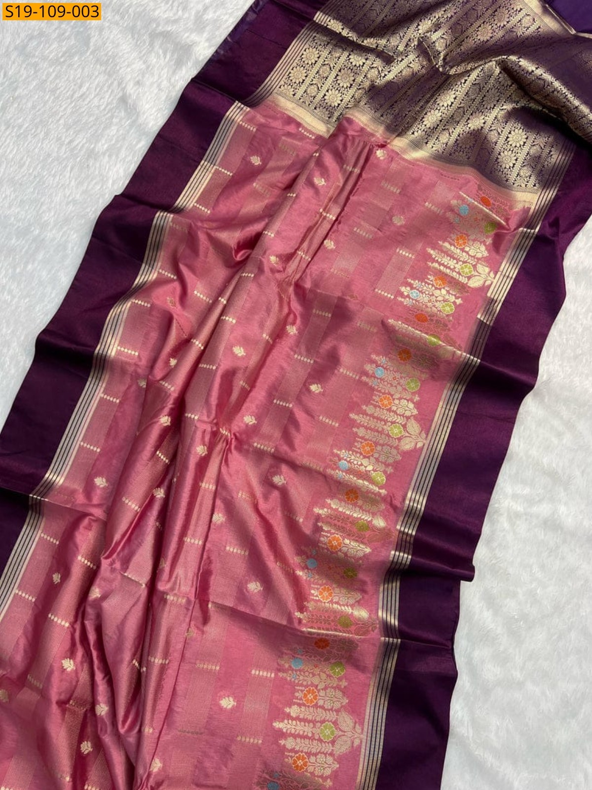Peach Fancy semi katan soft silk saree