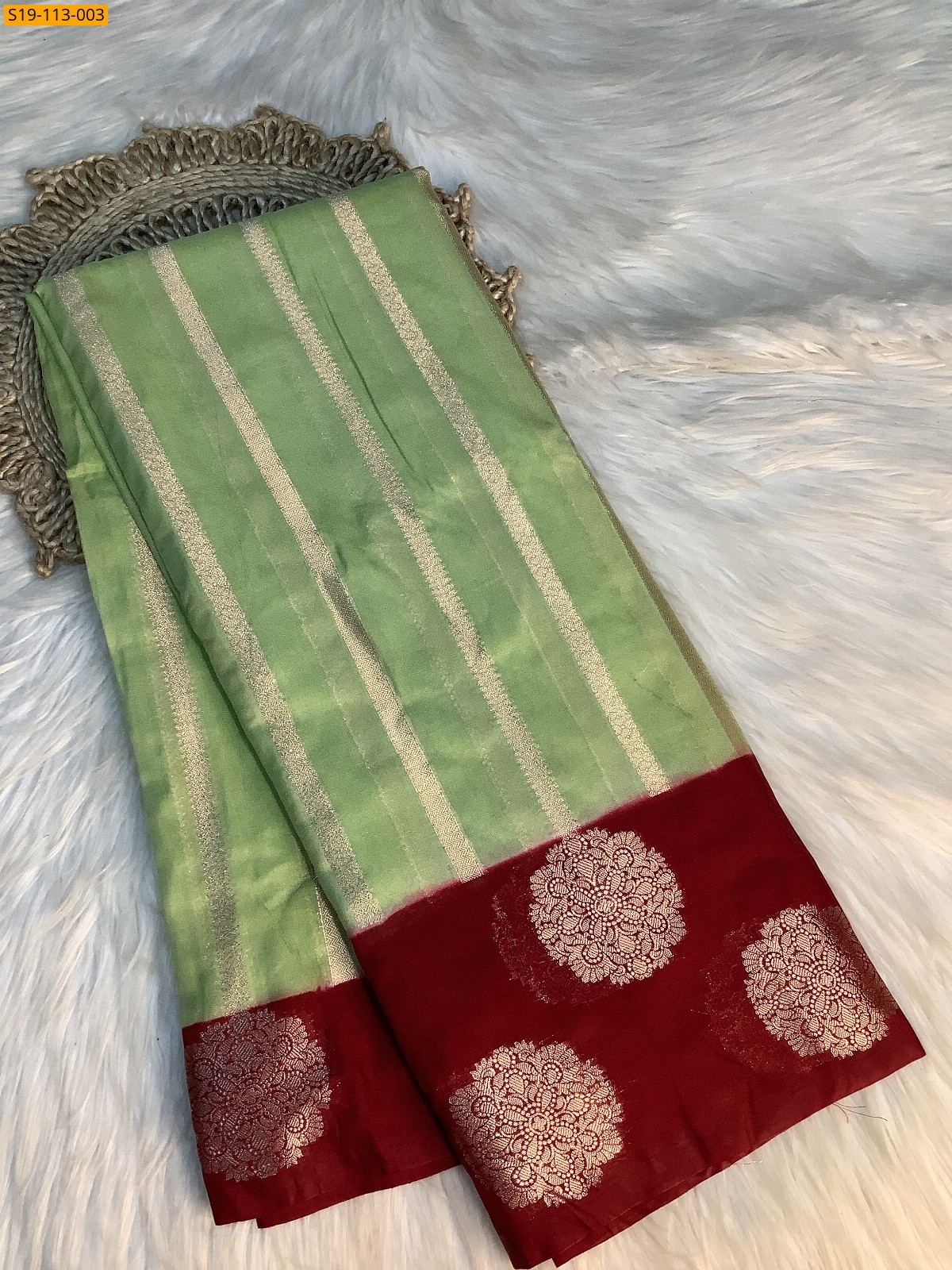 Green Banarasi dupion silk saree