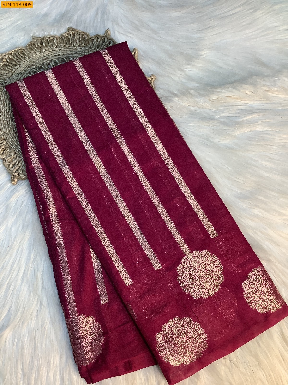 Magenta Banarasi dupion silk saree