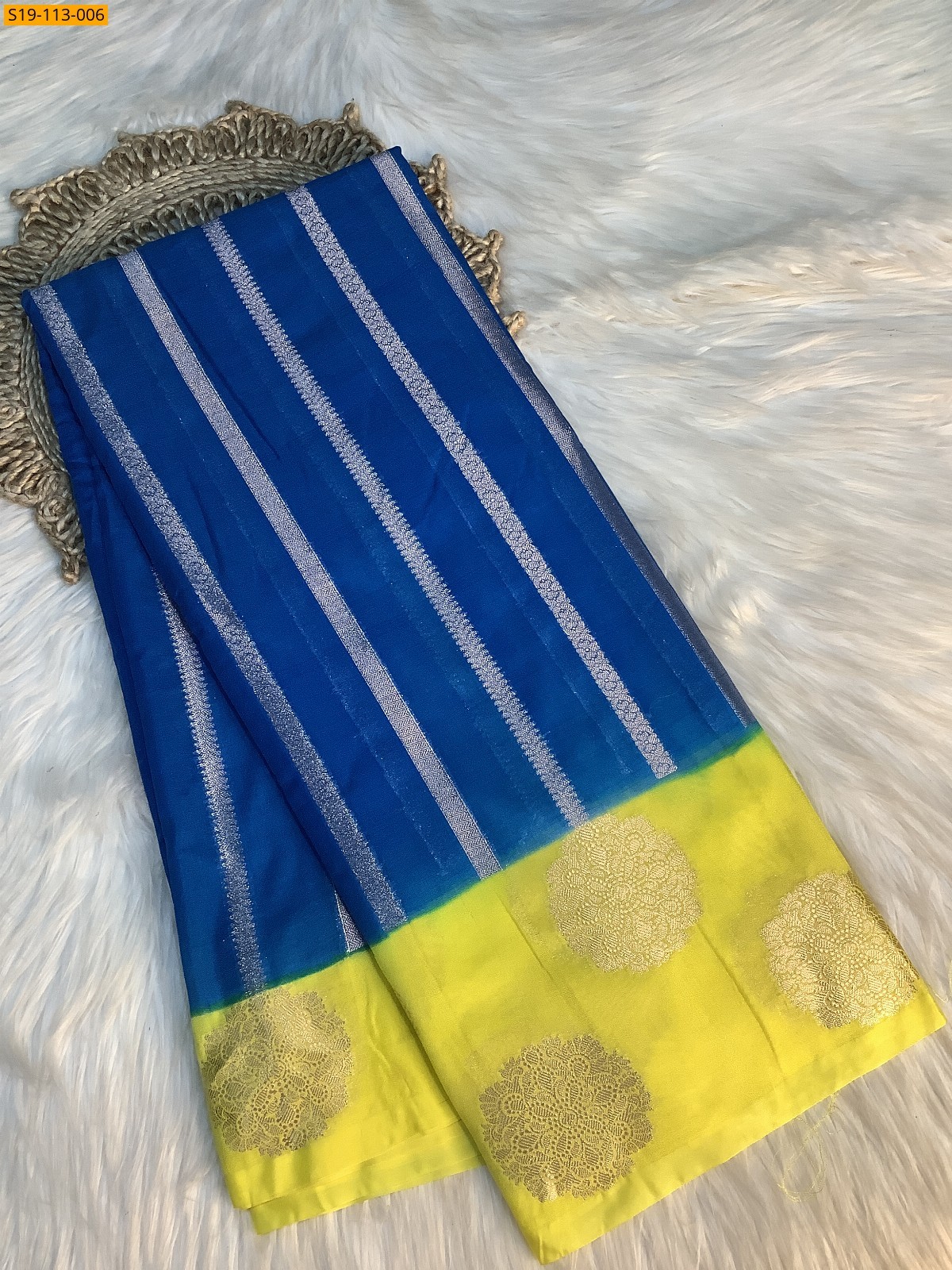 Blue Banarasi dupion silk saree