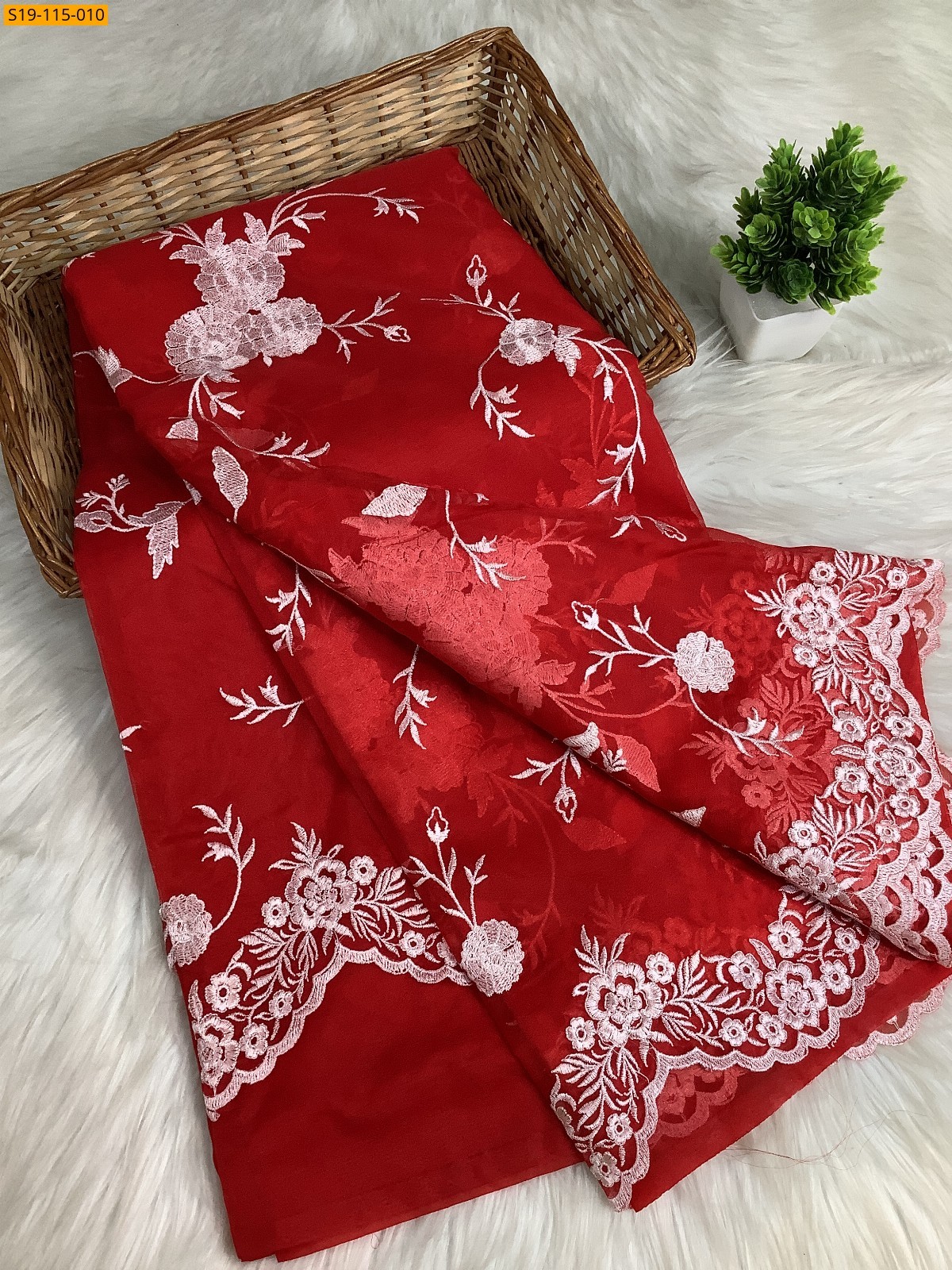 Red Fancy banarasi Organza saree