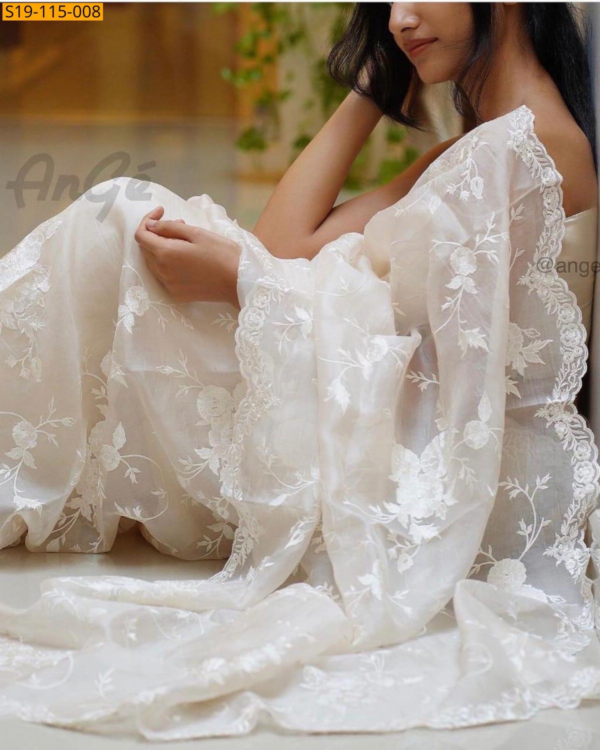 White Fancy banarasi Organza saree