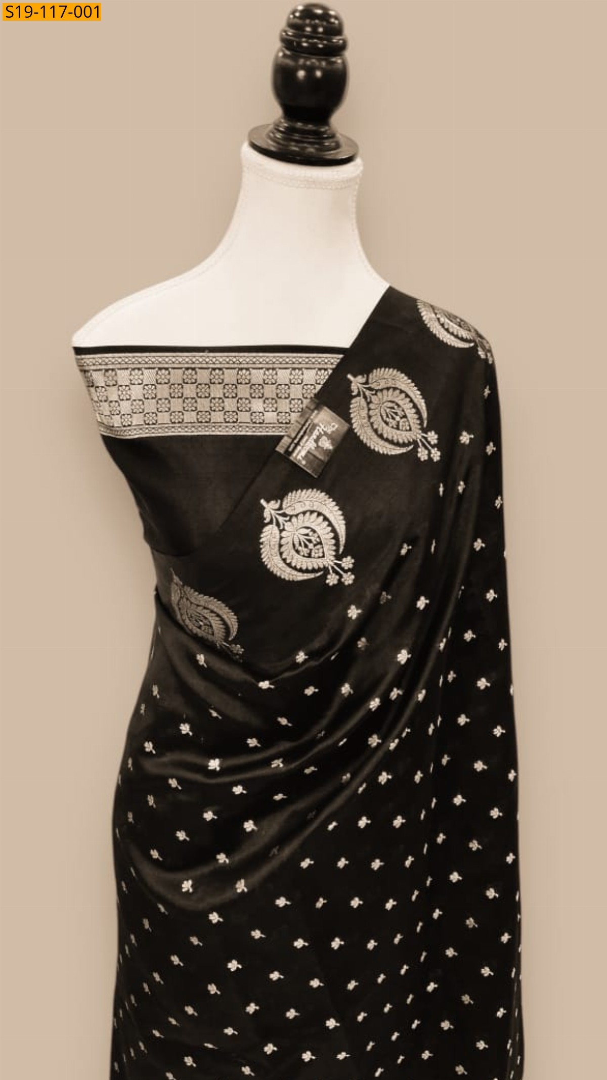 Black Banarsi daibal soft silk saree