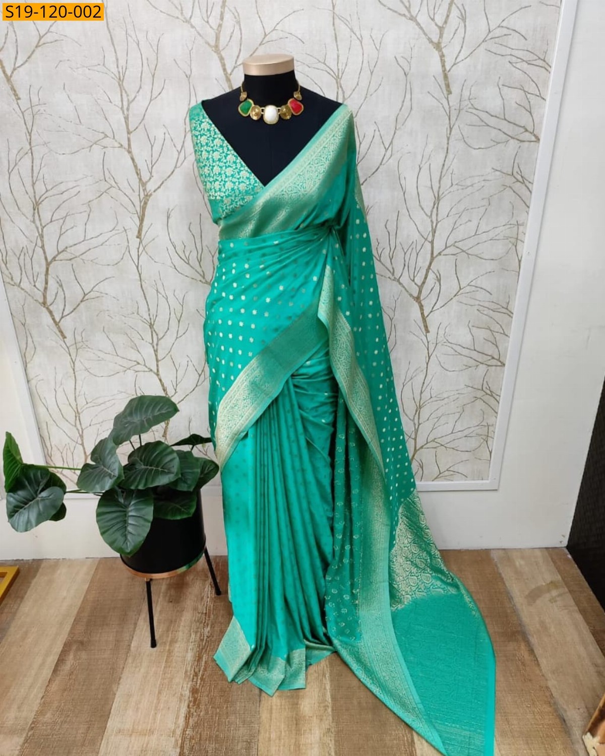 Green Dyble Warm Soft Silk saree