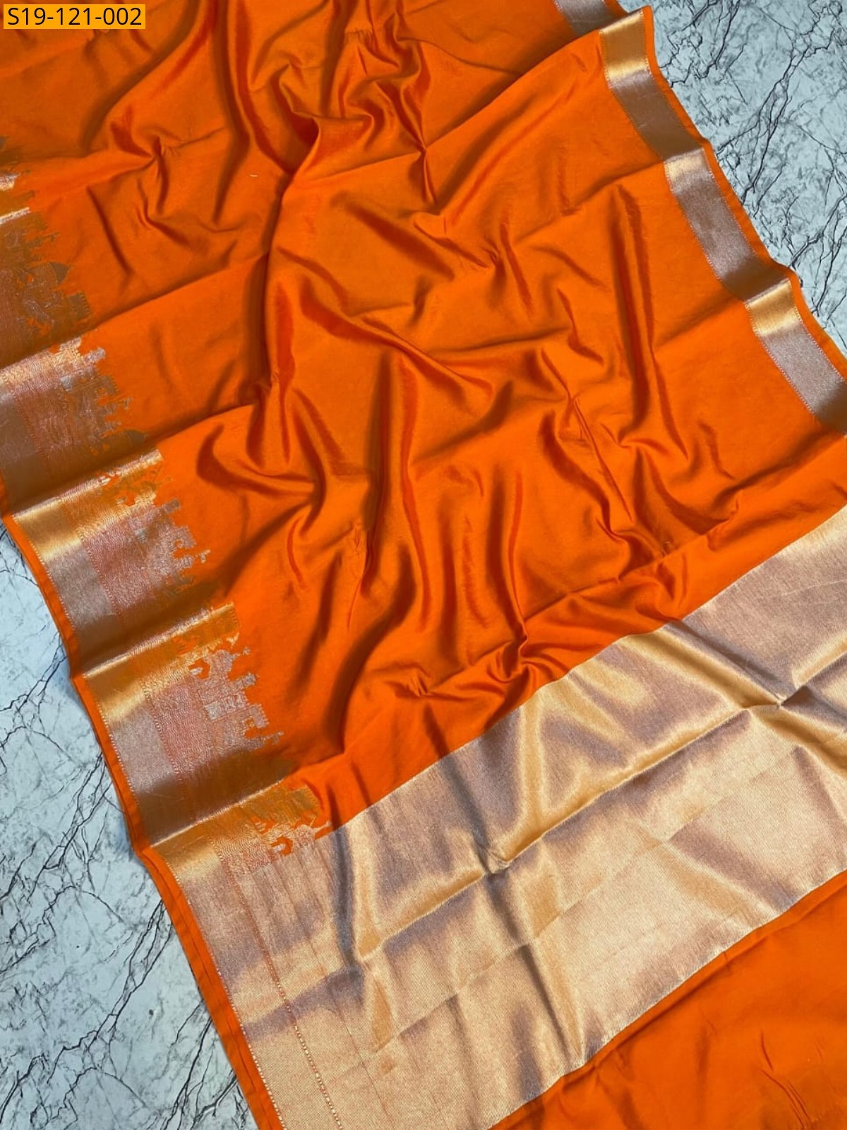 Orange Dyble Warm Soft Silk saree