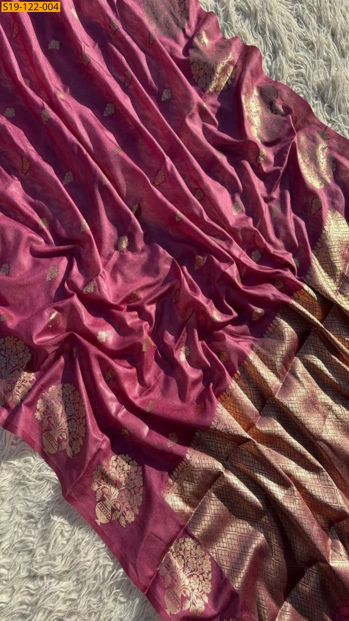 Pink Fancy banarsi waam  soft silk saree