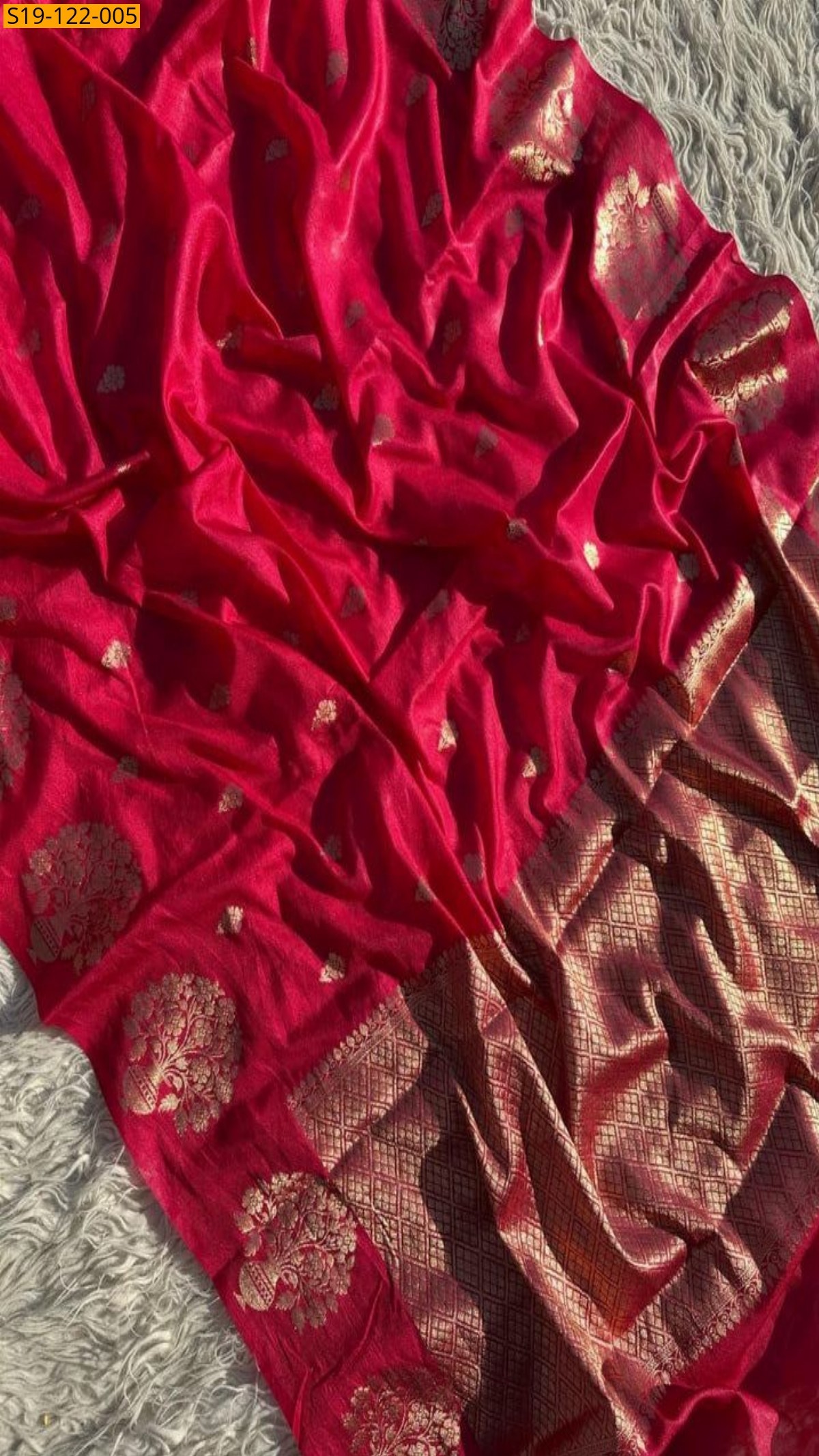 Dark pink Fancy banarsi waam  soft silk saree