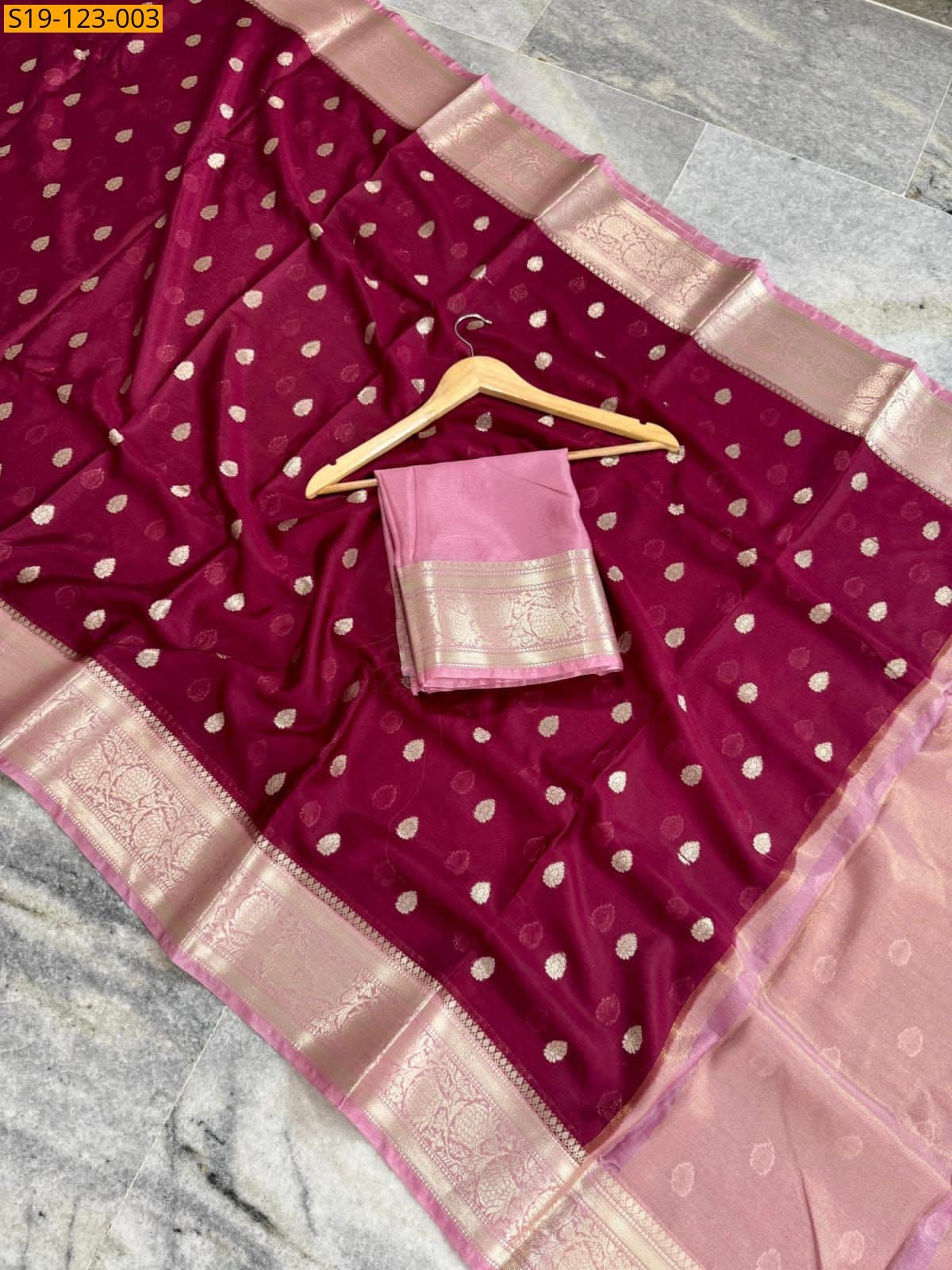 Maroon Fancy Soft silk banarasi saree