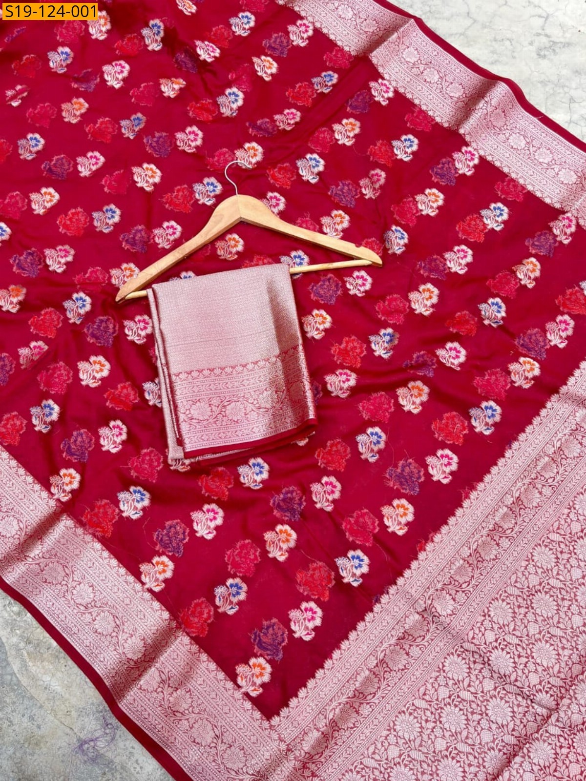 Maroon Fancy Banarsi cora organza soft silk saree