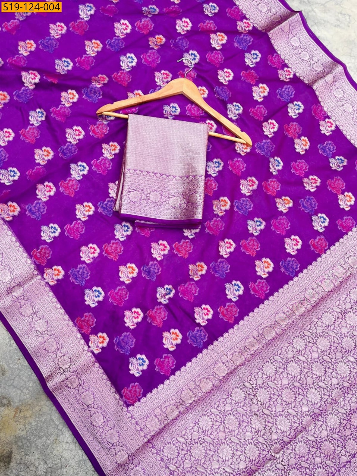 Violet Fancy Banarsi cora organza soft silk saree