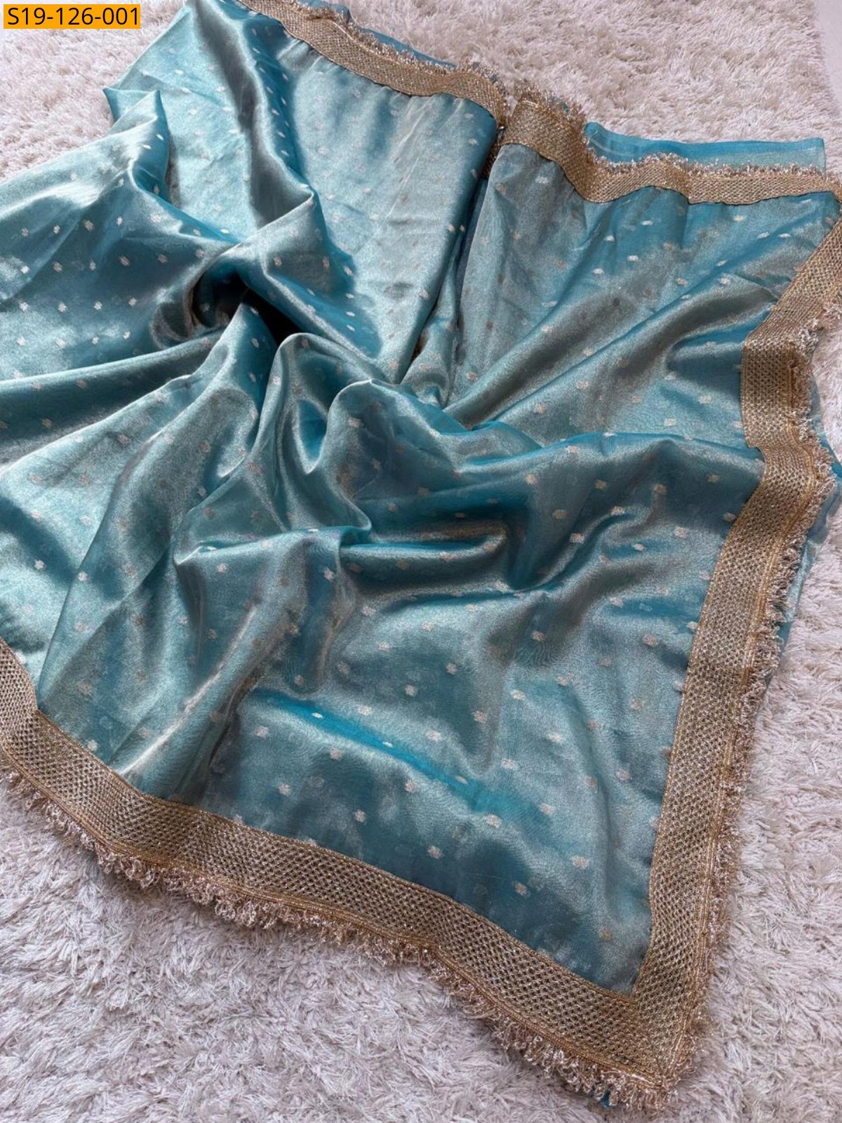 Blue Fancy Tissue soft silk banarasi saree