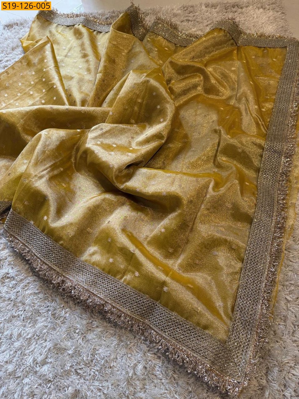 Yellow Fancy Tissue soft silk banarasi saree