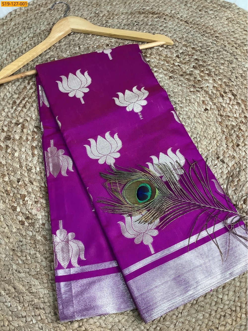 Lavendar Fancy Banarasi Semi Kataan Soft Silk saree Lavendar Fancy Banarasi Semi Kataan Soft Silk saree