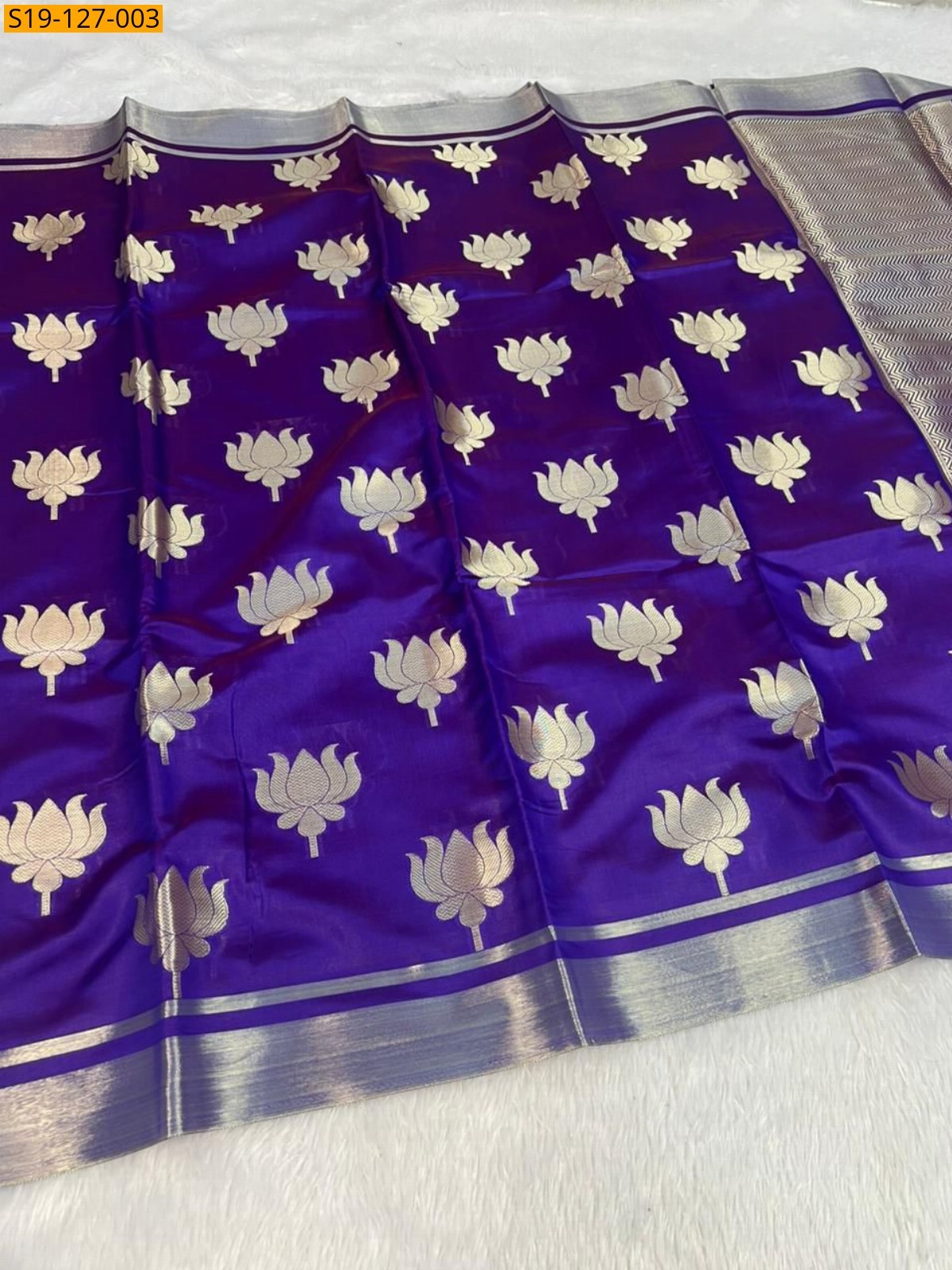 Violet Fancy Banarasi Semi Kataan Soft Silk saree