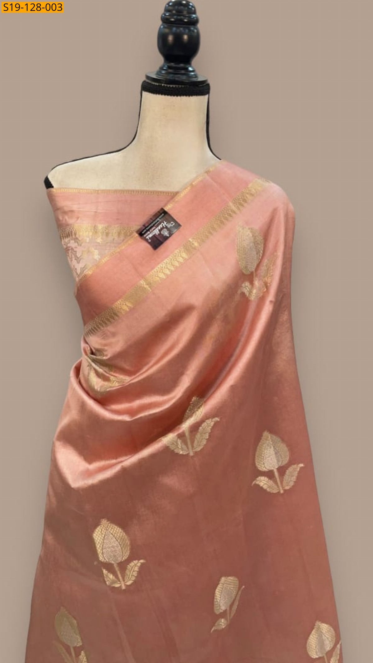 Peach Fancy Raw Mango Soft silk Banarsi Saree