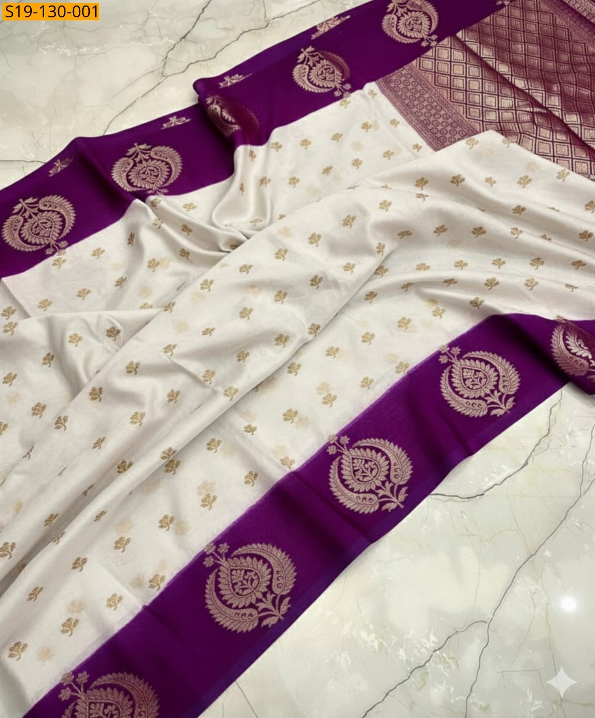 White Banarasi warm Soft silk Saree