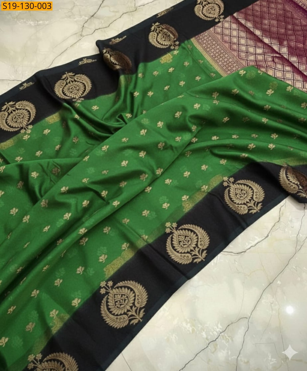 Green Banarasi warm Soft silk Saree