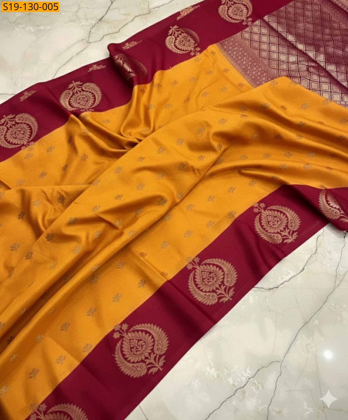 Yellow Banarasi warm Soft silk Saree