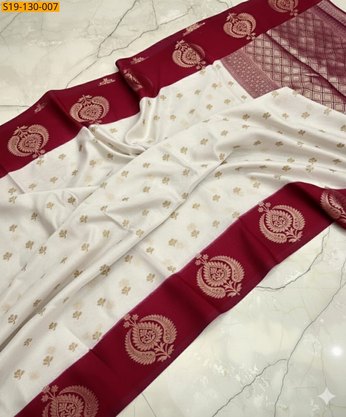 White Banarasi warm Soft silk Saree