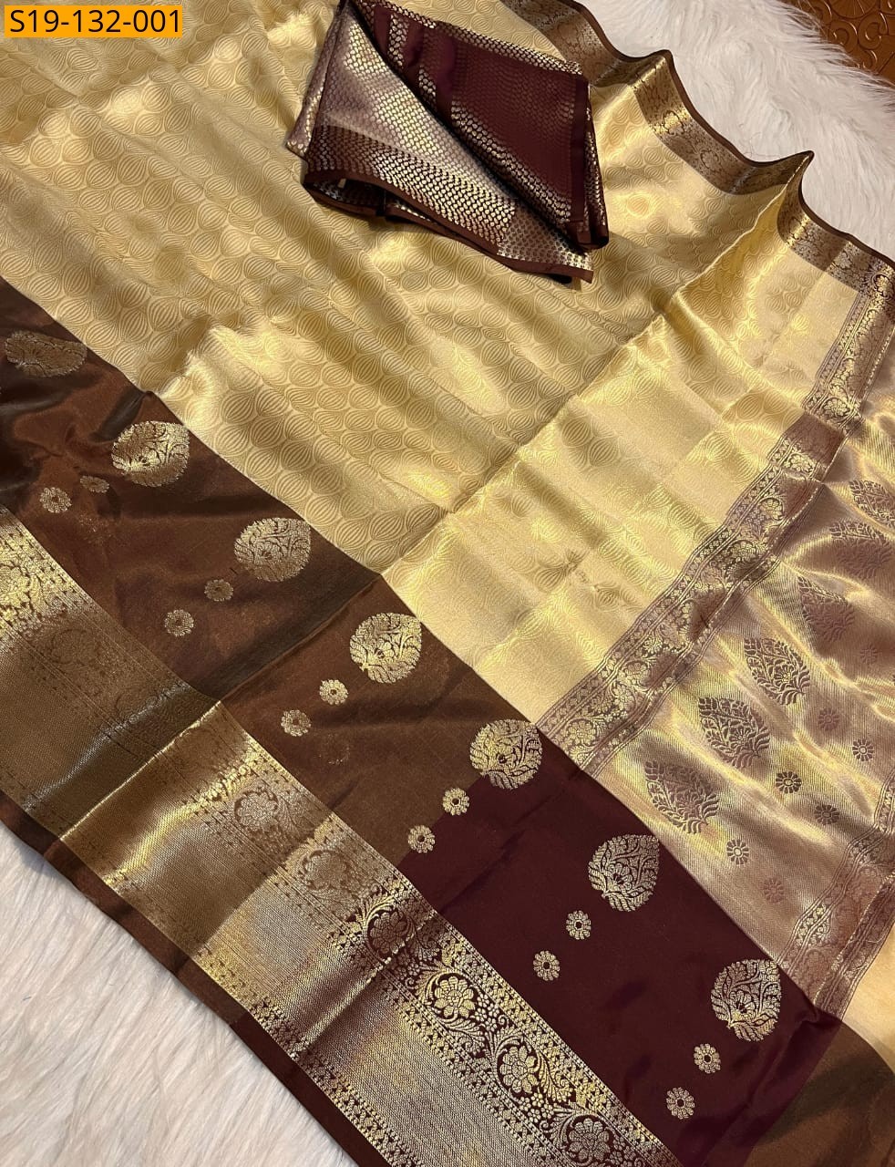 Sandal Banarsi semi katan soft silk sarees