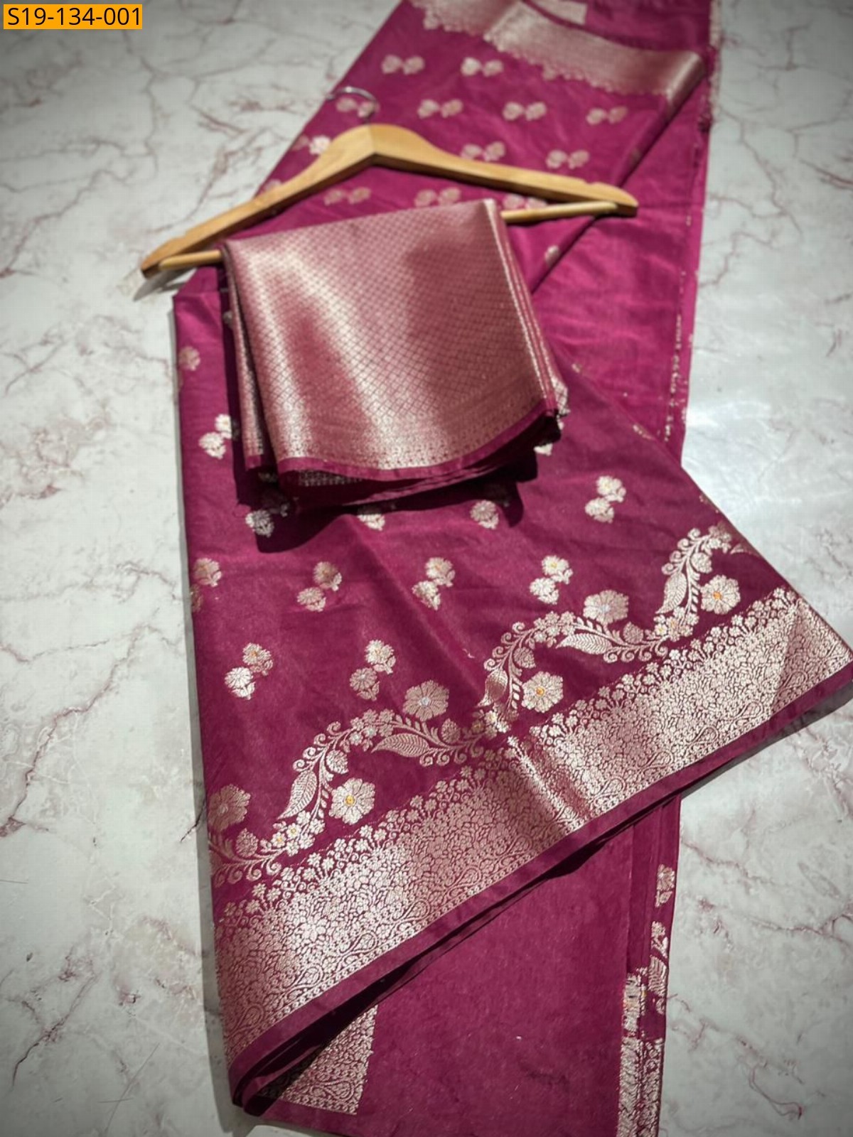 Maroon Banarasi semi raw mango silk sarees