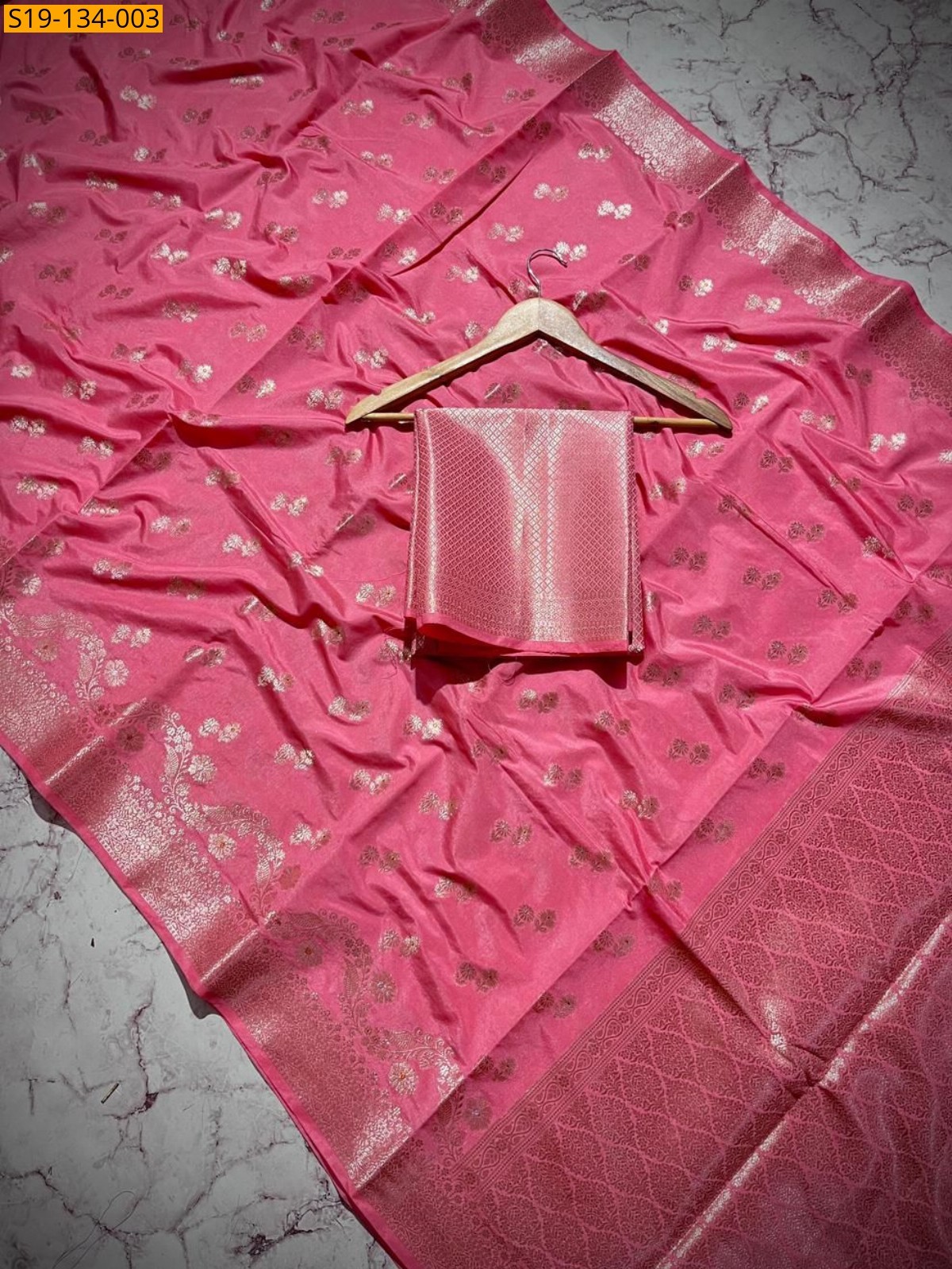 Pink Banarasi semi raw mango silk sarees