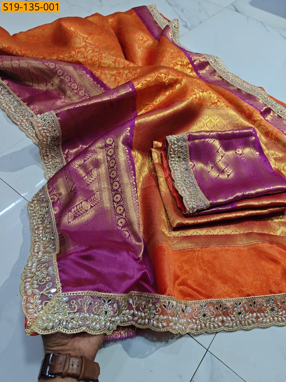 Orange Tissue Silk Saree