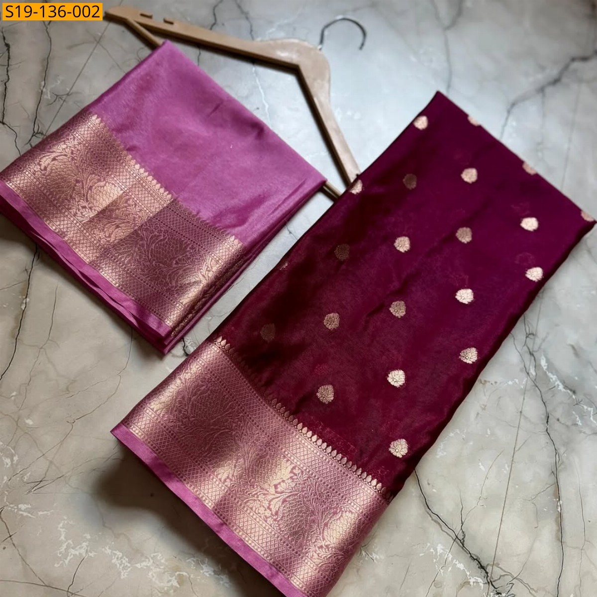 Maroon Banarasi semi Warm soft silk saree