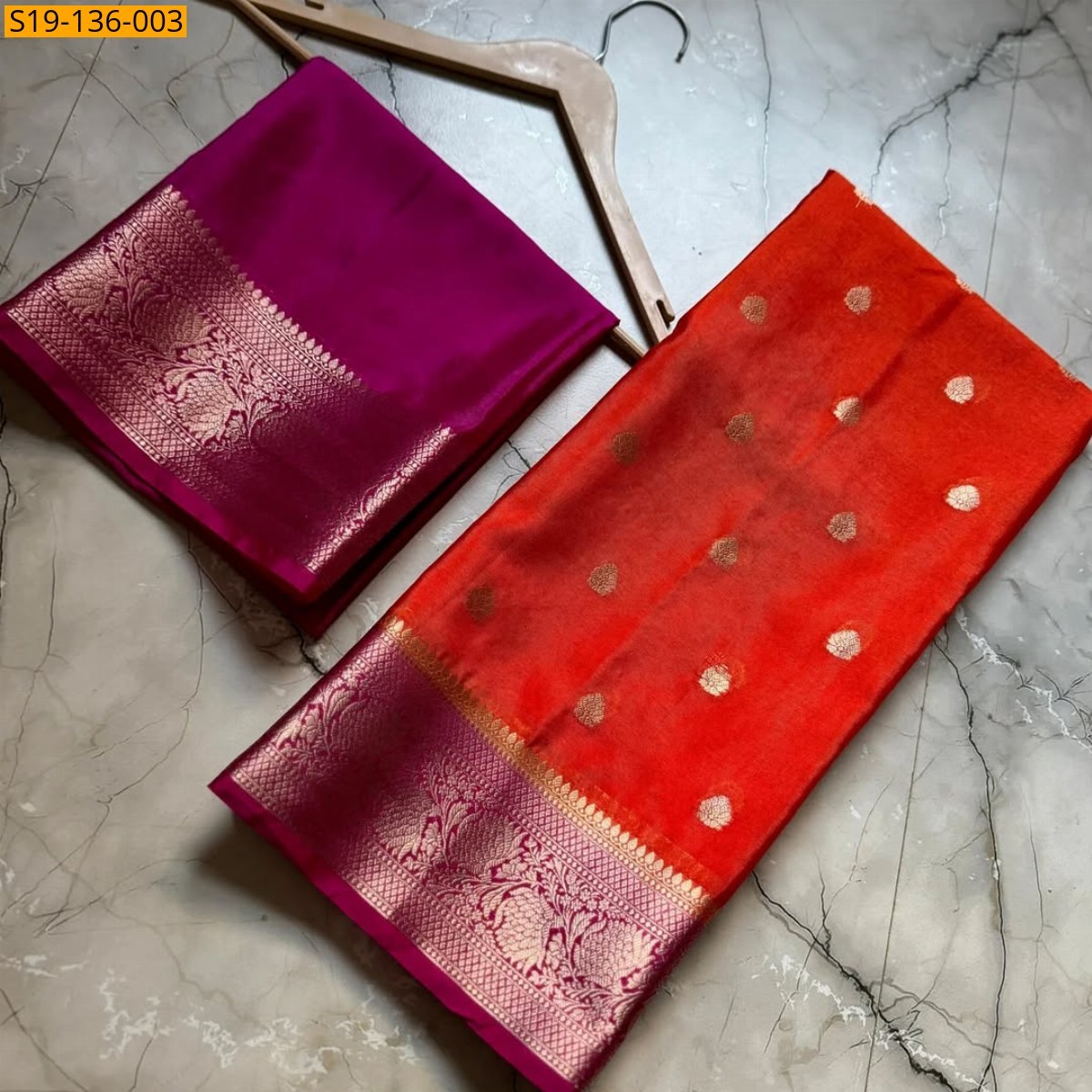 Orange Banarasi semi Warm soft silk saree