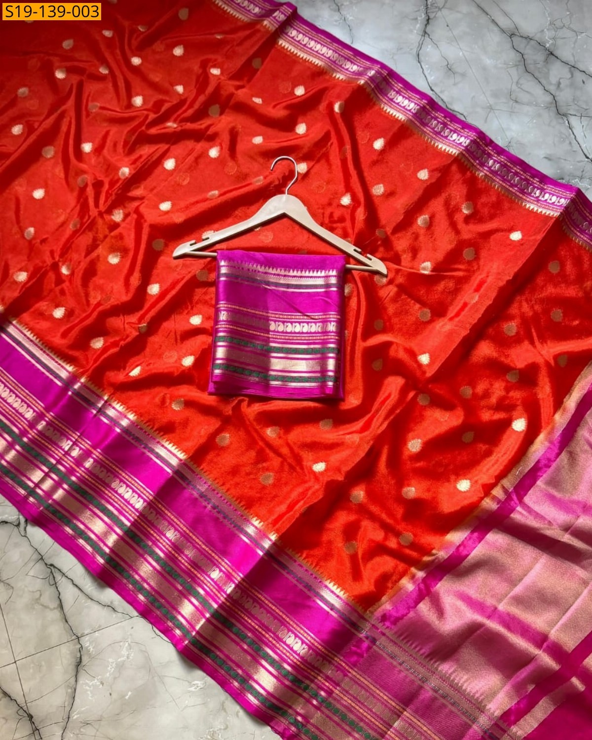 Red Banarasi semi dupian warm silk Sarees