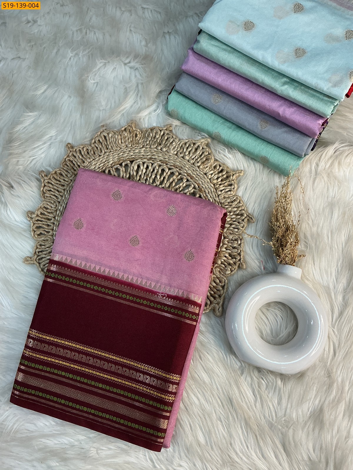 Pink Banarasi semi dupian warm silk Sarees