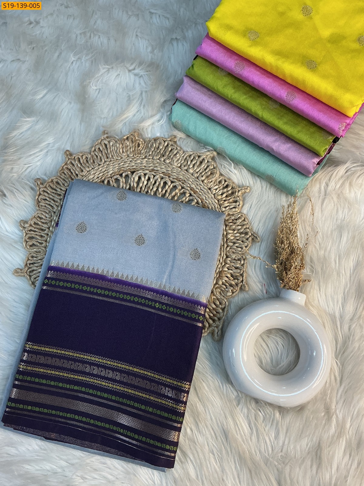 Light Grey Banarasi semi dupian warm silk Sarees