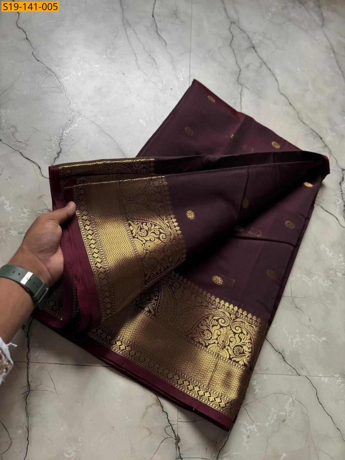 Coffee brown Banarasi Soft silk saree
